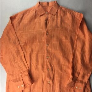 TOMMY BAHAMA Long Sleeve Button Front Linen Cotton